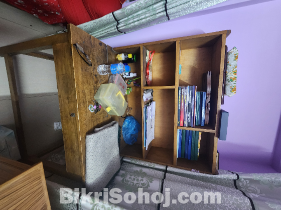 Wooden Study Table with Shelf & Storage